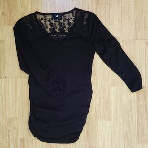 Black Lace Detail Long Sleeve Dress
